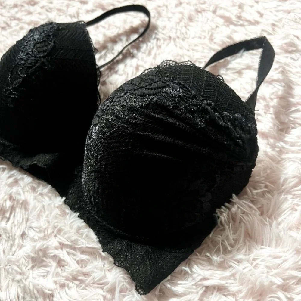 Black Lace‎ Padded Whinsygoth Sexy Lingerie Feminine Bra Womens 36DD Dark Fairy